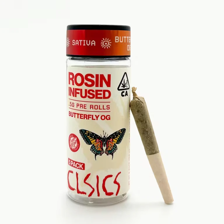 CLSICS - CLSICS | Butterfly OG | Rosin Infused Pre-Roll Pack | [2.5g] 5pk | Sativa Main Image