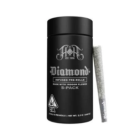 Heavy Hitters - [Heavy Hitters] Diamond Infused Preroll 5 Pack - 2.5g - Brain Dead [I] Main Image