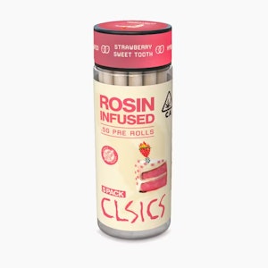 CLSICS - CLSICS | Strawberry Sweet Tooth | Rosin Infused Pre-Roll Pack | [2.5g] 5pk | Hybrid