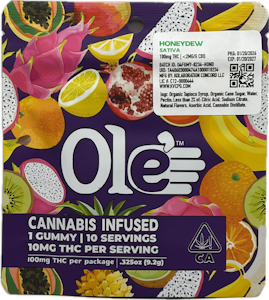 OLE'4 FINGERS - Honeydew 100mg Single Gummy - Ole' 4 Fingers