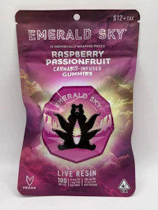 Emerald Sky - Raspberry Passionfruit 110mg 10 Pack Live Resin Gummies - Emerald Sky