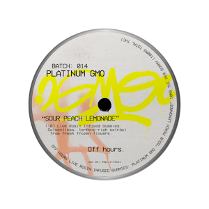 OFF HOURS - Off Hours | Platinum GMO "Sour Peach Lemonade" | Rosin Gummies Batch 014