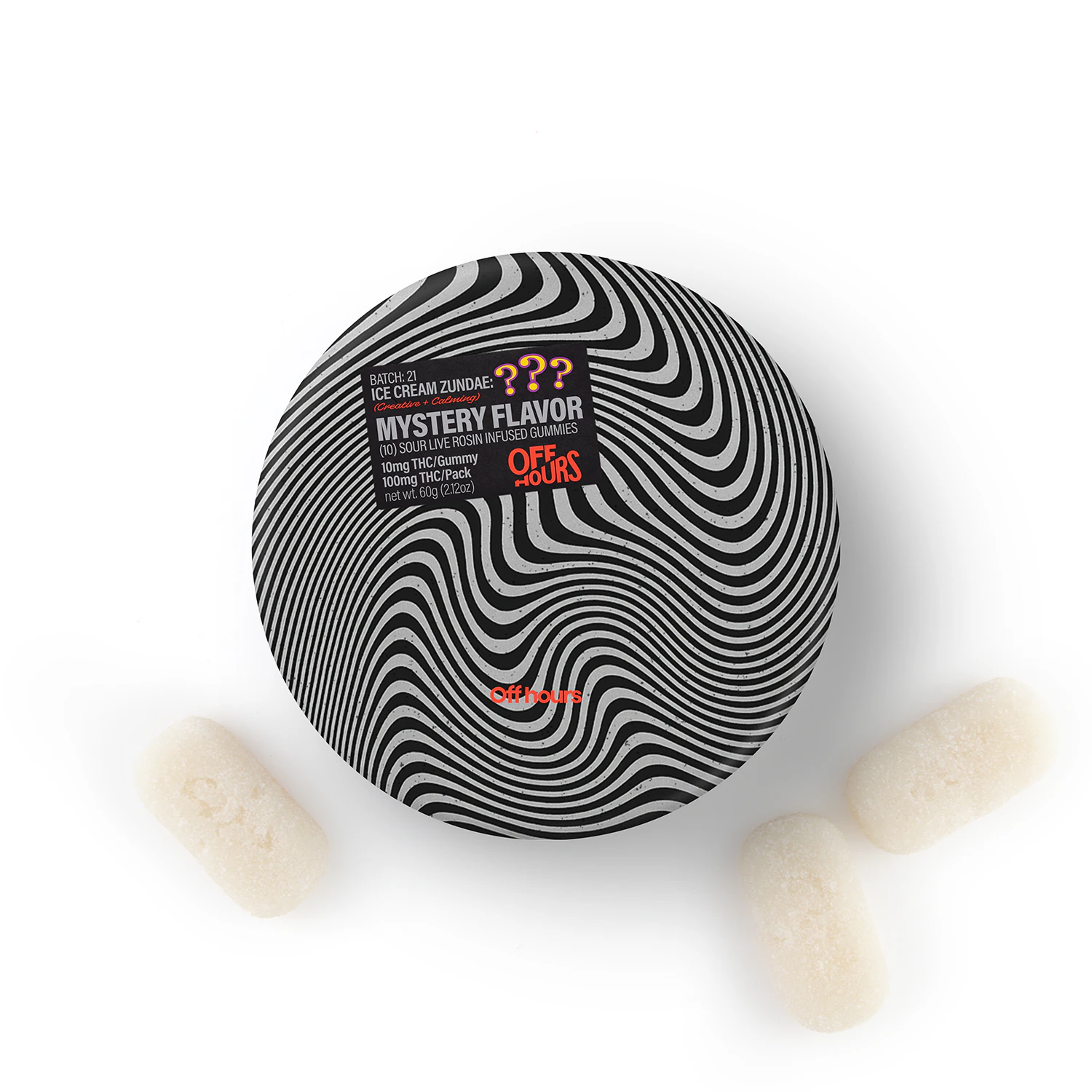 Off Hours - No Wave | Mystery Flavor x Ice Cream Zundae | Rosin Gummies | 100mg Main Image