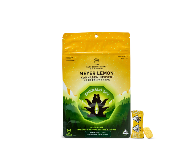 Meyer Lemon 100mg 20 Pack Fruit Drops - Emerald Sky