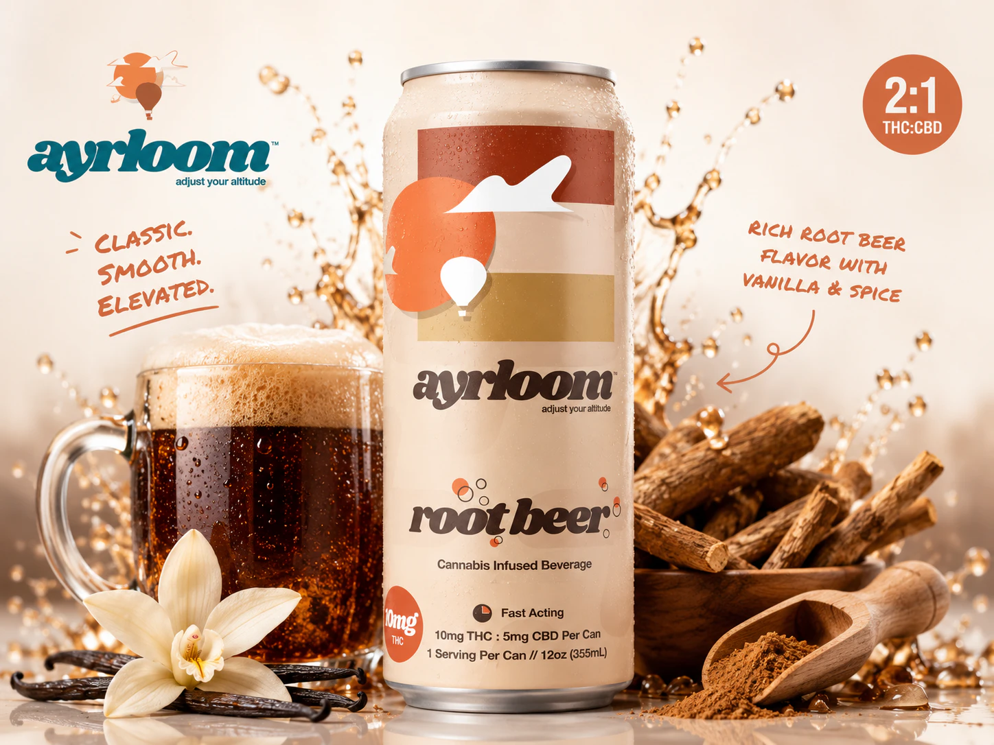 ayrloom - Ayrloom | 12oz can 10mg | Root Beer | 2:1 | Beverage Main Image