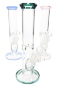 [SPS Wholesale] Water Pipe - Colored Rim Glass on Glass Straight Shooter 9"