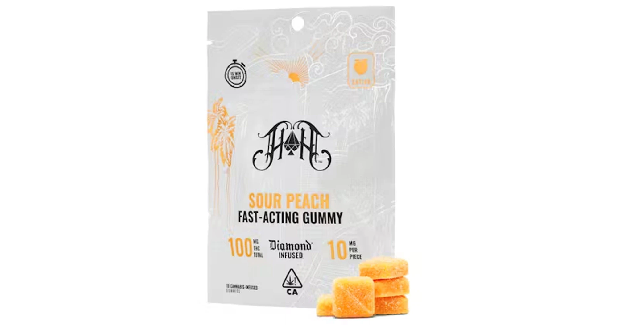 Heavy Hitters - Heavy Hitters - Sour Peach Diamond Infused Fast Acting Gummies - 100mg Main Image