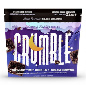 SCRATCH BAKED EDIBLES - Crumble-Night Time Cookies N Cream Brownie 10mg THC 5 MG CBN/50 MG total