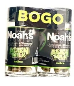 Noahs Premium BOGO - Noah's Premium BOGO Infused 5pk Prerolls 5g Alien Milk