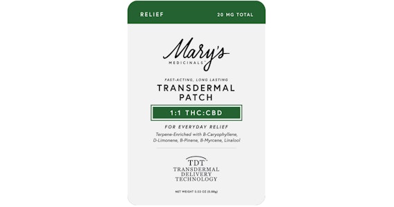 MARY'S MEDICINALS - Mary's Medicinals - Relief 1:1 CBD:THC Transdermal Patch - 10ct