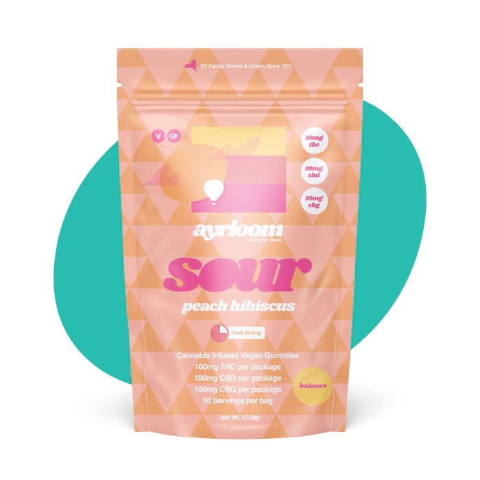 ayrloom - Ayrloom | Sour Peach Hibiscus | Gummy | 10PK | 100mg Main Image