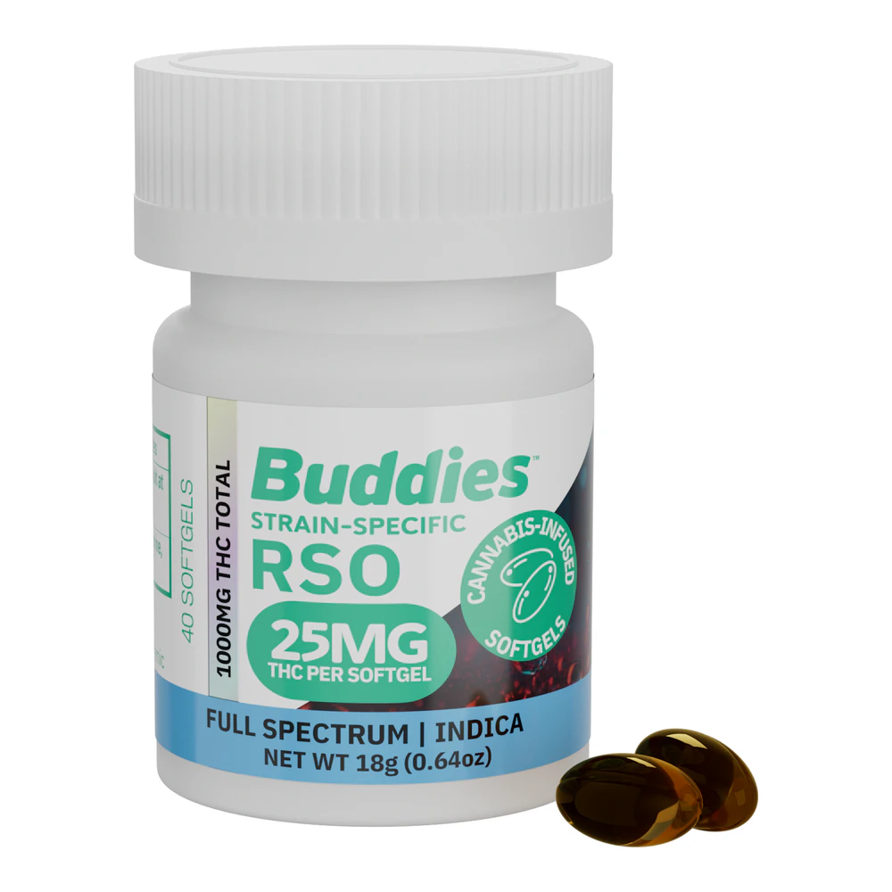 Buddies Brand - Buddies | Indica RSO Soft Gels | 25mg : 40pk | 1000mg Main Image