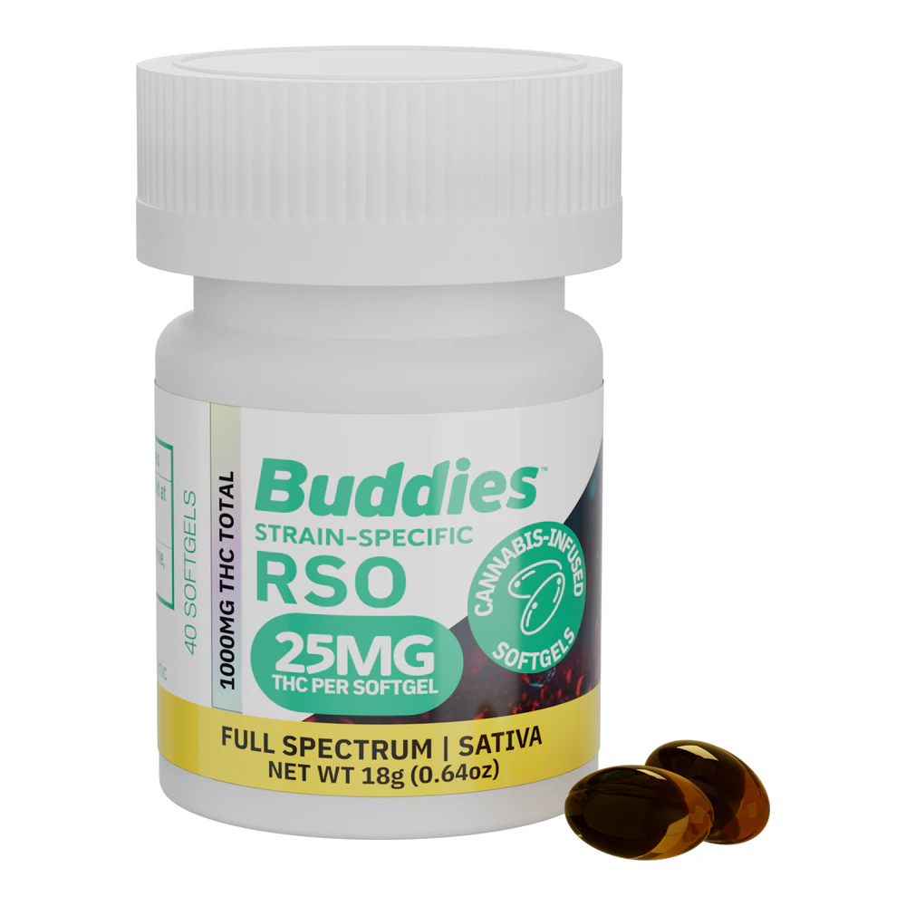 Buddies Brand - Buddies | Sativa RSO Soft Gels | 25mg : 40pk | 1000mg Main Image