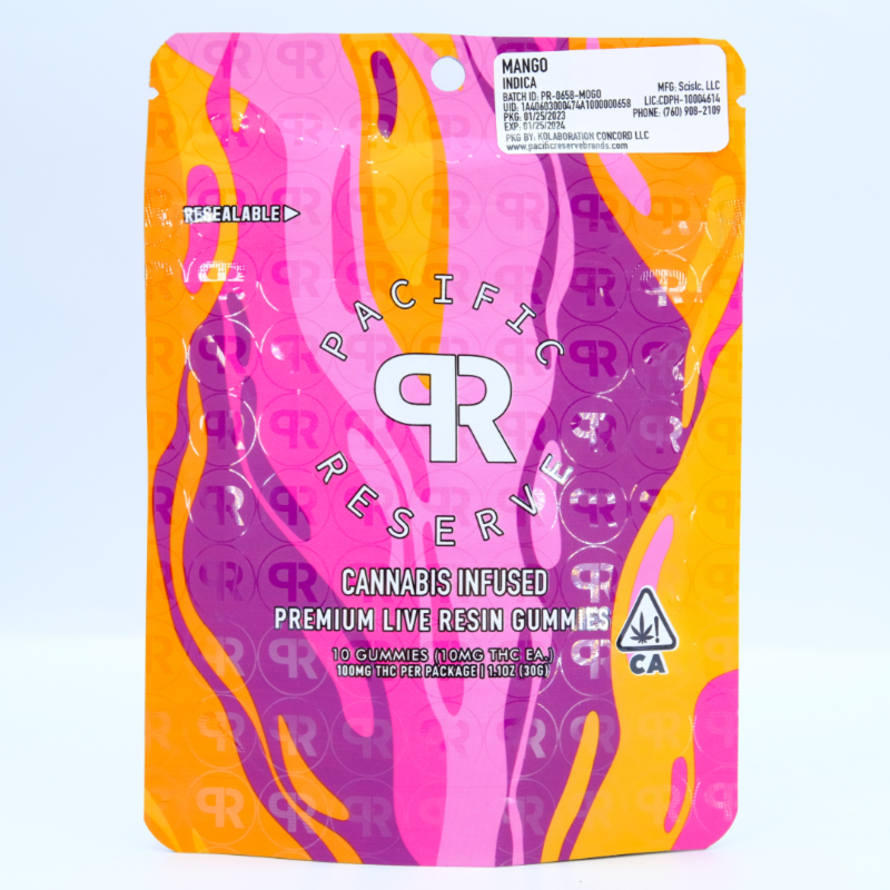 Indica Mango 100mg Live Resin Gummies Pacific Reserve Premium