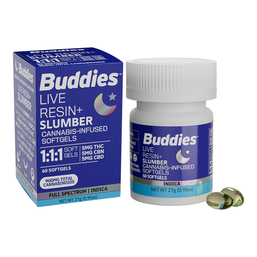 Buddies Brand - Buddies | Slumber Live Resin+ Soft Gels | 1:1:1 THC:CBD:CBN | 60pk | 900mg Main Image