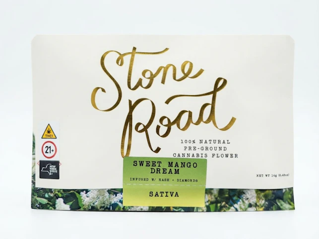 STONE ROAD - Sweet Mango Dream -Sativa- 37.70% THC | 14g Infused RYO Pouch | Stone Road   -T2 FRONT