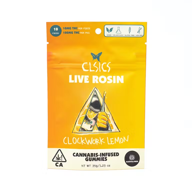 Edible - Clockwork Lemon - Sativa - Live Rosin Gummies - 10PK - 100MG