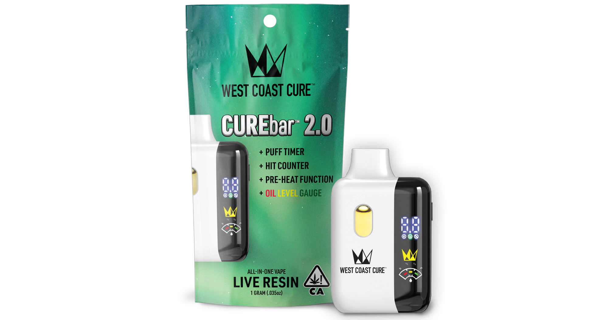 West Coast Cure - West Coast Cure - OG Kush Live Resin CUREbar AIO 2.0 - 1g Main Image