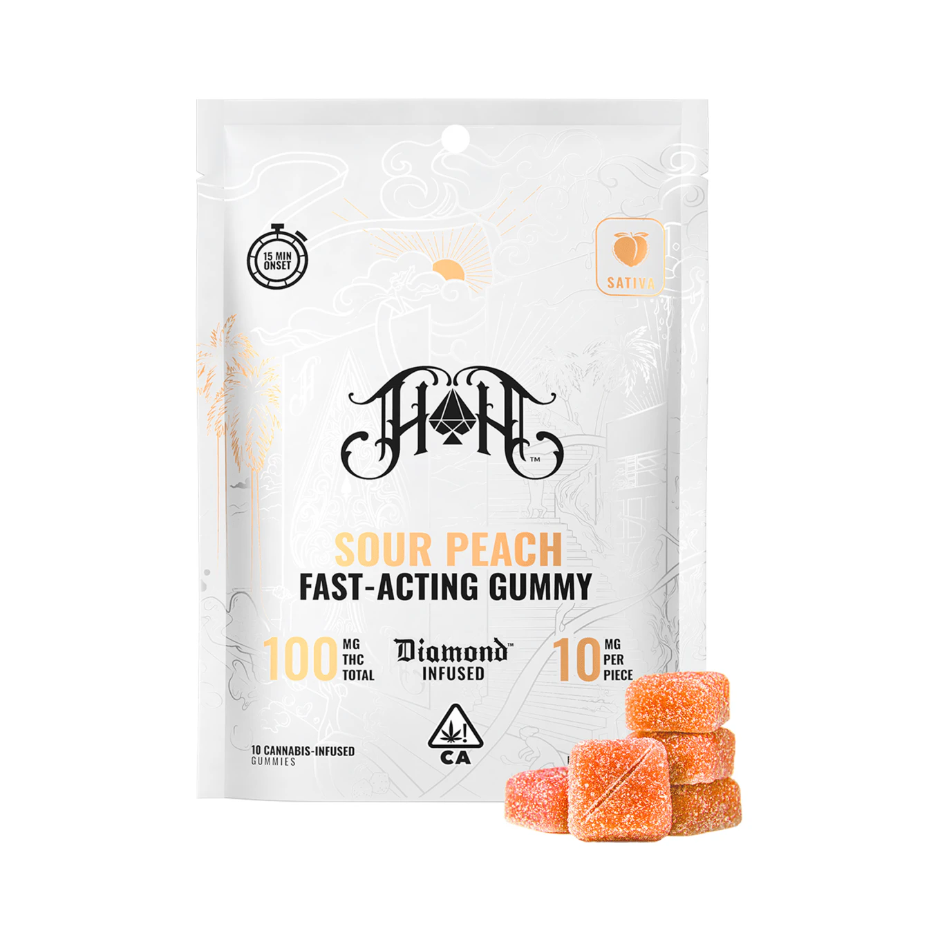 Heavy Hitters - Heavy Hitters - 100mg - 10ct Fast Acting Gummies - Sour Peach Main Image
