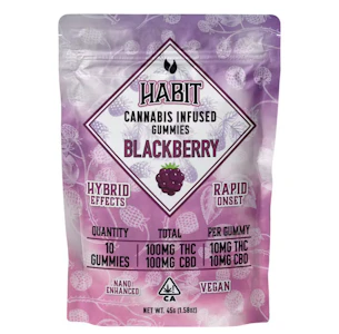 Habit - BLACKBERRY 1:1 CBD GUMMIES 100MG - HABIT