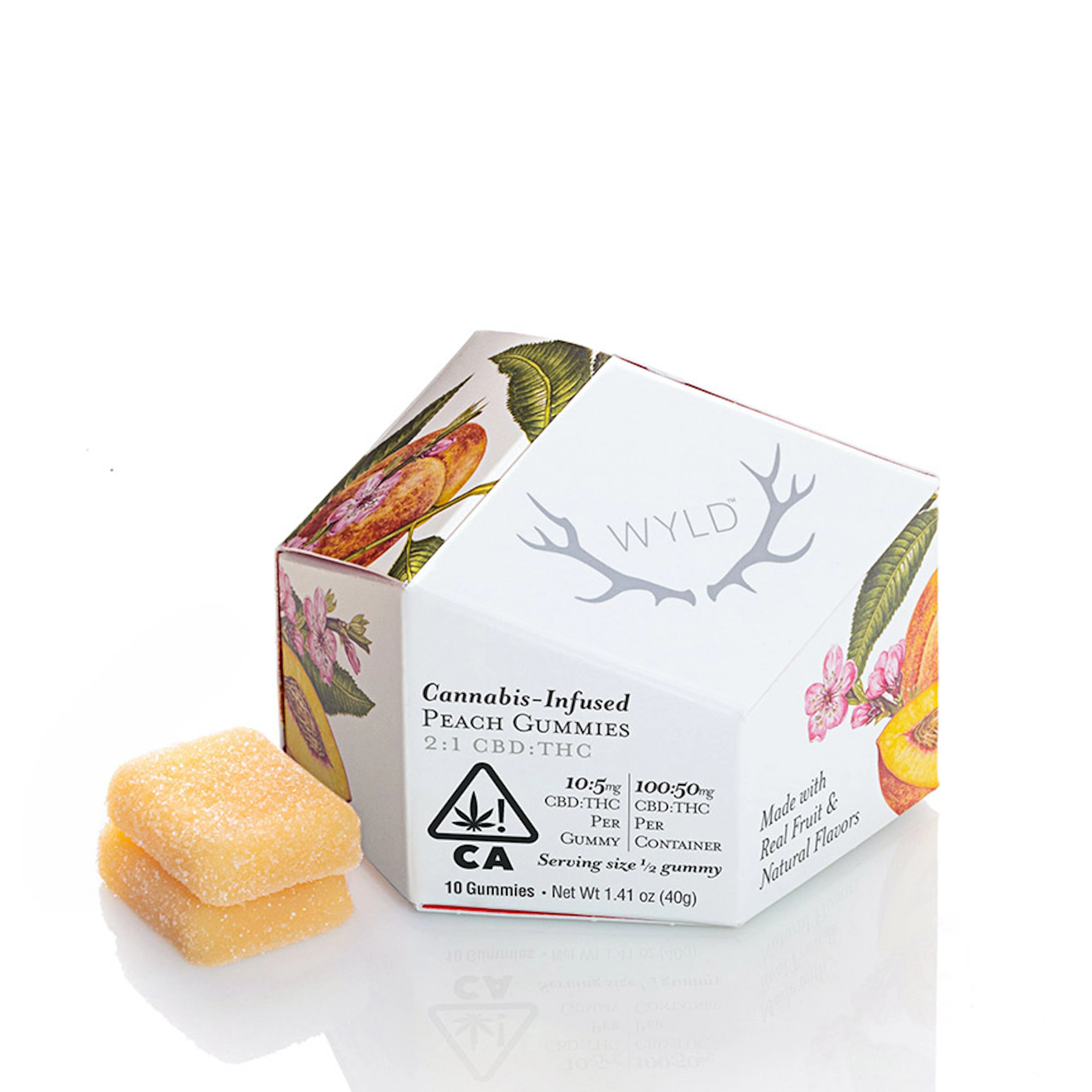 WYLD Peach 2:1 CBD Hybrid Enhanced Gummies 100:50mg