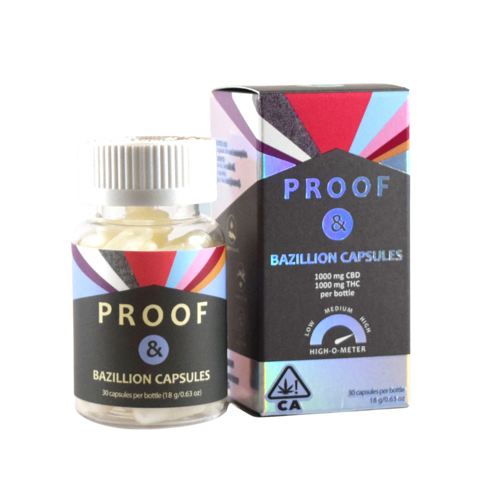 Proof - 2,000mg 1:1 THC:CBD Bazillion Capsules (33mg THC, 33mg CBD - 30 pack) - Proof Main Image