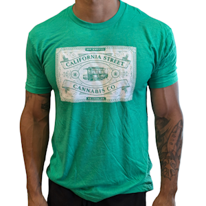 CALIFORNIA STREET CANNABIS CO -  CSCC Shirt - S Tri Blend Green / White Logo