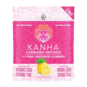 KANHA - KANHA | 1:1 CBD:THC | Pink Lemonade | 100mg CBD/100mg THC | 10-pack