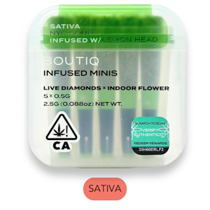 BOUTIQ - Boutiq - Diamonds NYC Sour x Lemon Head - Infused Preroll Pack - 5pk - 2.5g