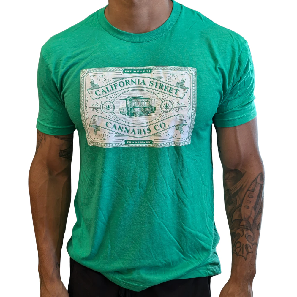 CALIFORNIA STREET CANNABIS CO - CSCC Shirt - S Tri Blend Green / White Logo Main Image