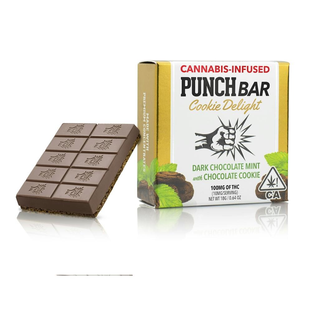 Punch Edibles Dark Chocolate Mint with Chocolate Cookie Punch Bar 100mg