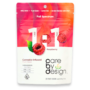 CARE BY DESIGN - Care By Design - 1:1 CBD Raspberry - Gummies - 20pk - 100mg