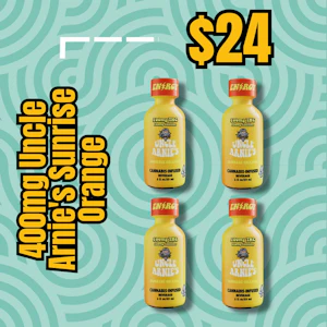 Uncle Arnies - 400mg Uncle Arnie's With Caffeine 4x2oz - Sunrise Orange