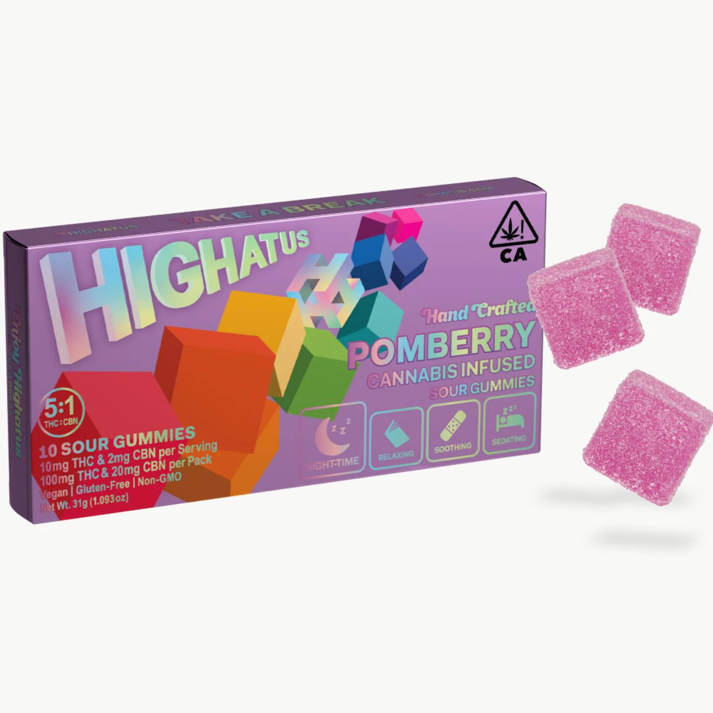 Highatus - Highatus - Edibles - Pomberry - THC:CBN 5:1 - 100mg - 10 Pack Main Image