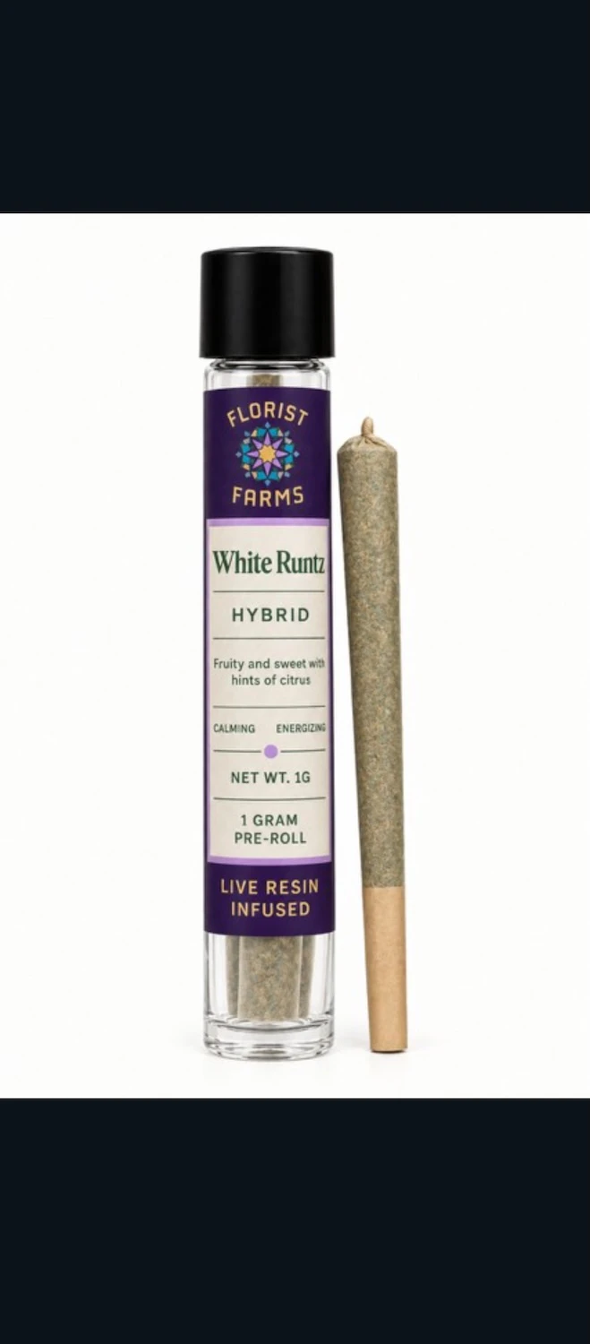 Florist Farms - Florist Farms Live Resin Infused 1g White Runtz Preroll Main Image