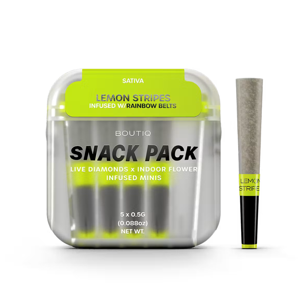 2.5g Lemon Stripes x Rainbow Belts Infused Pre-Roll Pack (.5g - 5 pack) - Boutiq picture