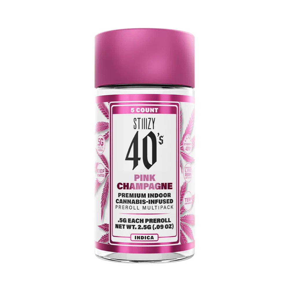 STIIIZY - 2.5g Pink Champagne Infused 40's Pre-Roll Pack (.5g - 5 pack) - STIIIZY Main Image