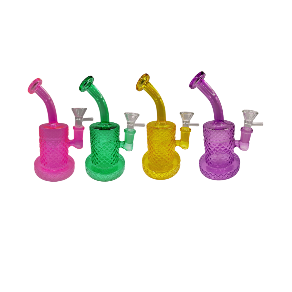 6.5" Iridized Deco Diamond Bong with Bowl - Assorted Colors picture