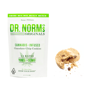 Dr. Norm - 100mg 1:1 THC CBD Chocolate Chip Cookies (10mg THC, 10mg CBD - 10 pack) - Dr. Norm's