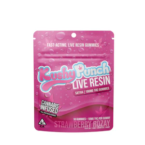 Kushy Punch - 100mg Sativa Strawberry Rosay Live Resin Gummies (10mg - 10 pack) - Kushy Punch