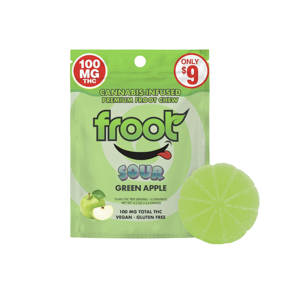 100mg THC Sour Green Apple Gummy - Froot picture