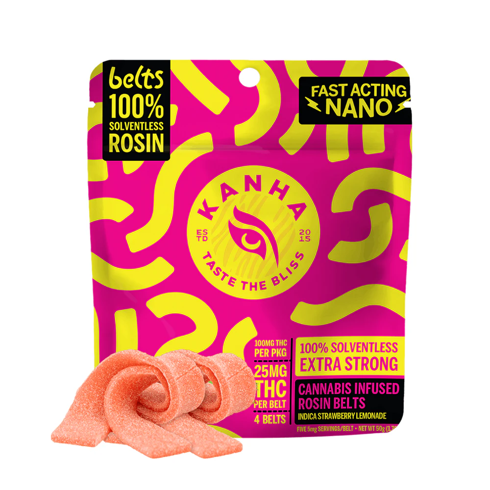 Kanha Edibles - 100mg Strawberry Lemonade Rosin Belts (25mg - 4 pack) - Kanha Main Image