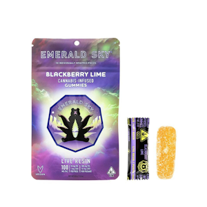 Emerald Sky - 110mg THC Blackberry Lime Live Resin Gummies (10mg THC, 1mg CBD - 10 pack) - Emerald Sky