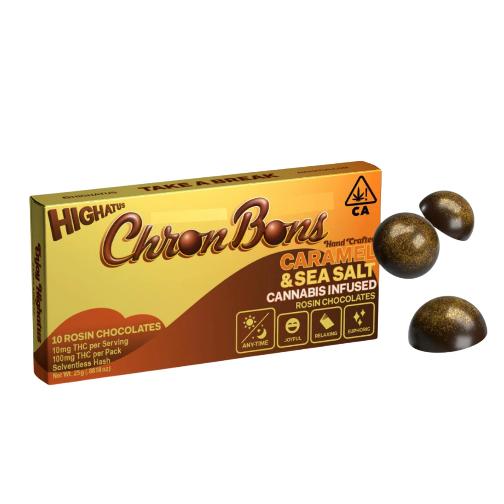 Highatus - 100mg THC Caramel & Sea Salt Rosin Infused ChronBons (10mg - 10 pack) - Highatus Main Image