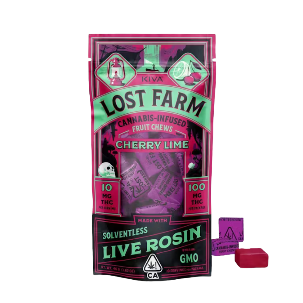 100mg THC Cherry Lime GMO Live Rosin CHEWS (10mg - 10 pack) - Lost Farms picture