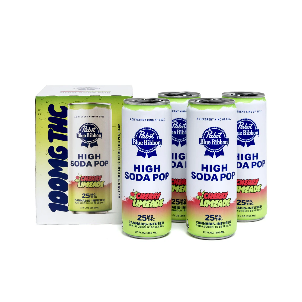 PABST BLUE RIBBON - 100mg THC Cherry Limeade Soda (25mg - 4 Pack) - Pabst Main Image