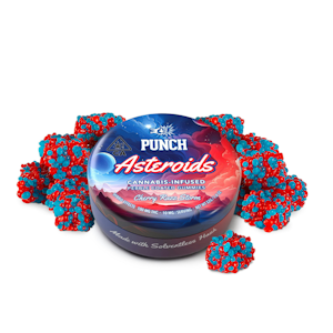 PUNCH EDIBLES & EXTRACTS - 100mg THC Cherry Razz Storm Solventless Hash Asteroids (10mg - 10 pack) - Punch Edibles