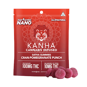 Kanha Edibles - 100mg THC NANO Cran-Pomegranate Sativa Gummies (5mg - 20 pack) - Kanha