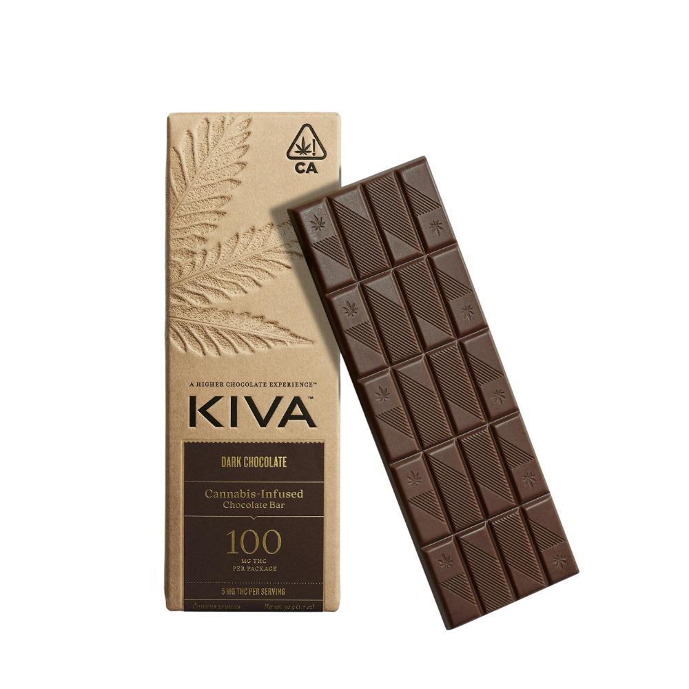 100mg THC Dark Chocolate Bar (5mg - 20 pieces) - Kiva Bars picture