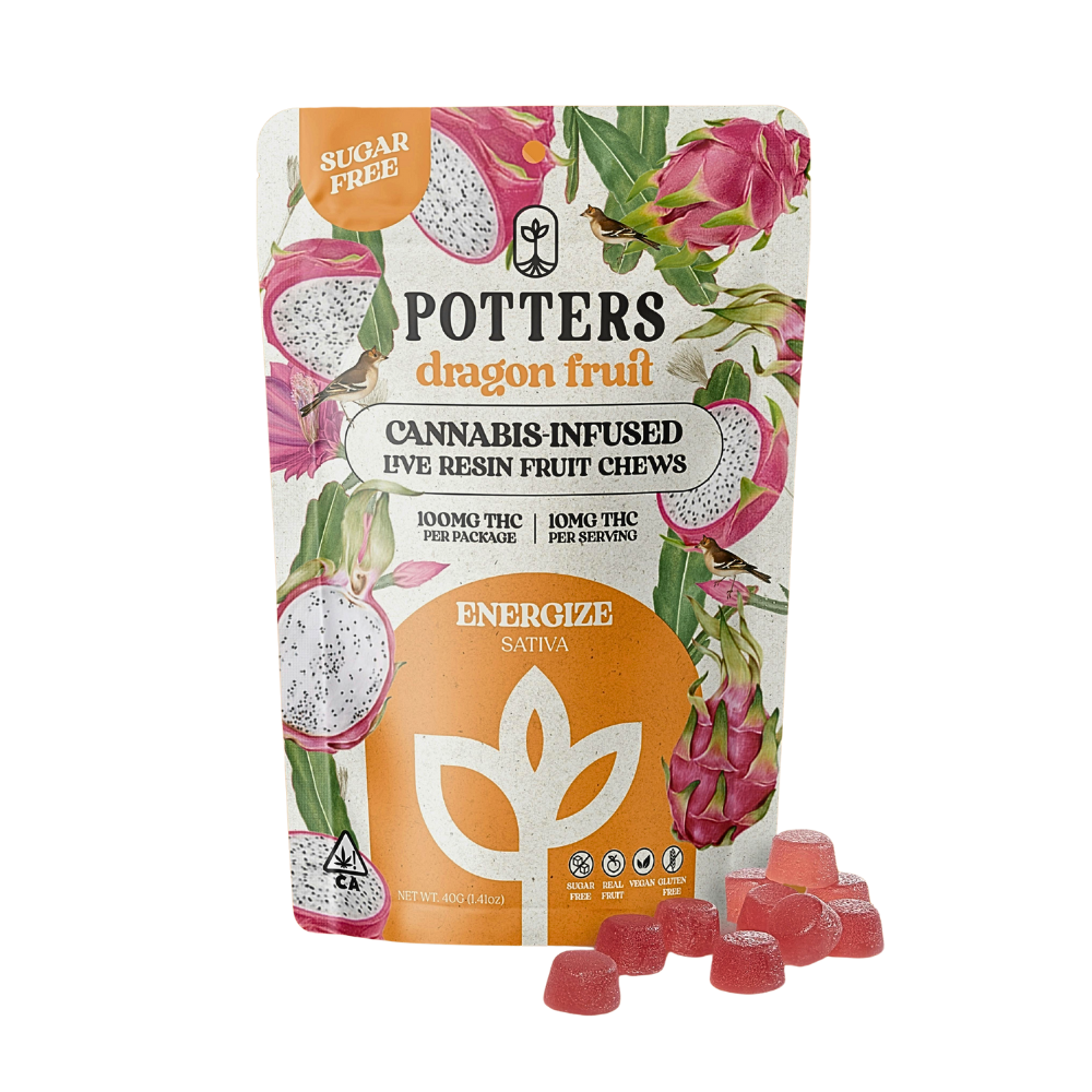 100mg THC Dragon Fruit Sugar Free Gummies (10mg - 10 pack) - Potters Gummies picture